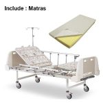 Tempat Tidur Pasien Manual DELUXE 2 Engkol dengan Pengaman Samping YB-202D (include matras busa)